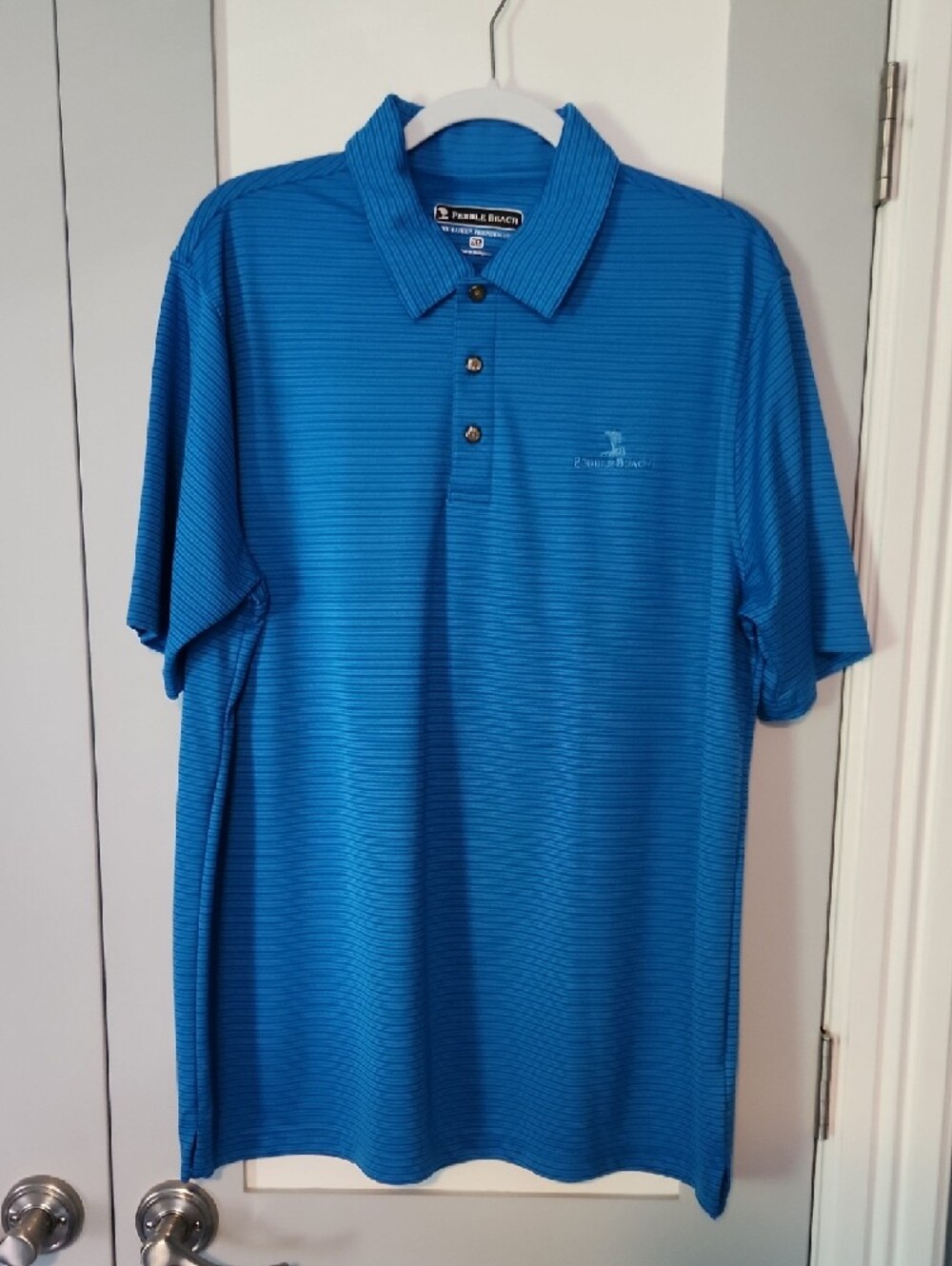 Pebble Beach Men's Electric Blue Micro-Striped Polo, size XL